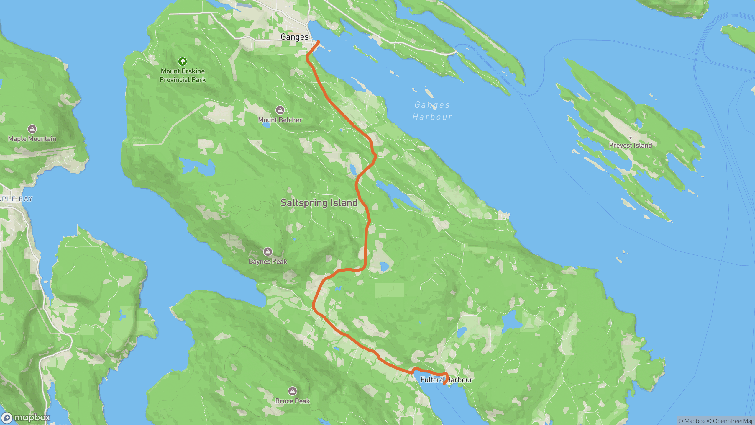 Fulford–Ganges Road route map
