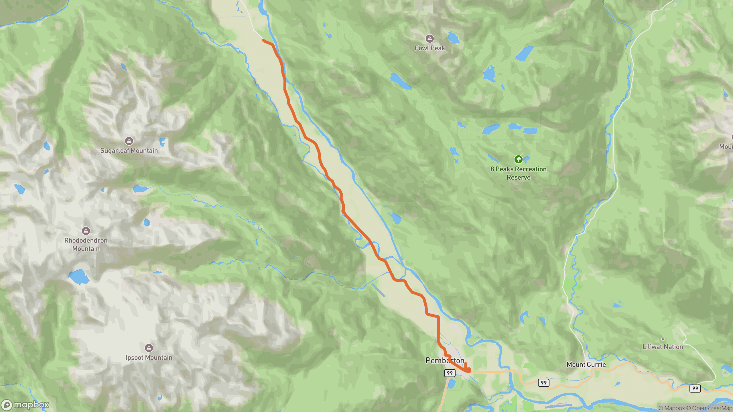 Pemberton Meadows Road route map