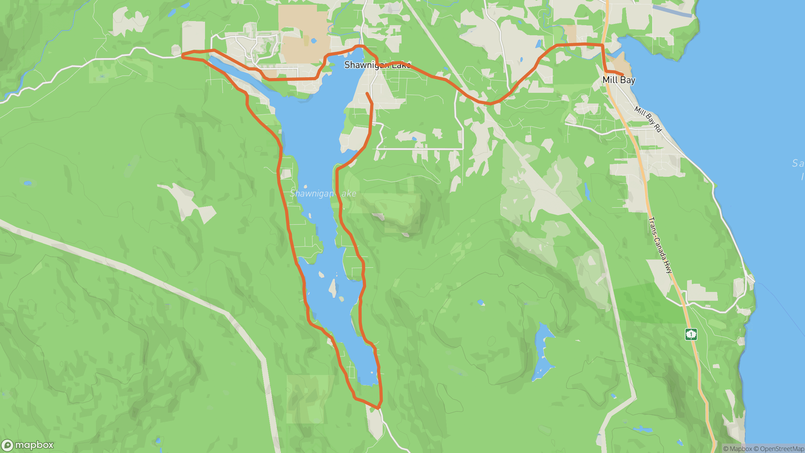 Shawnigan Lake Loop route map