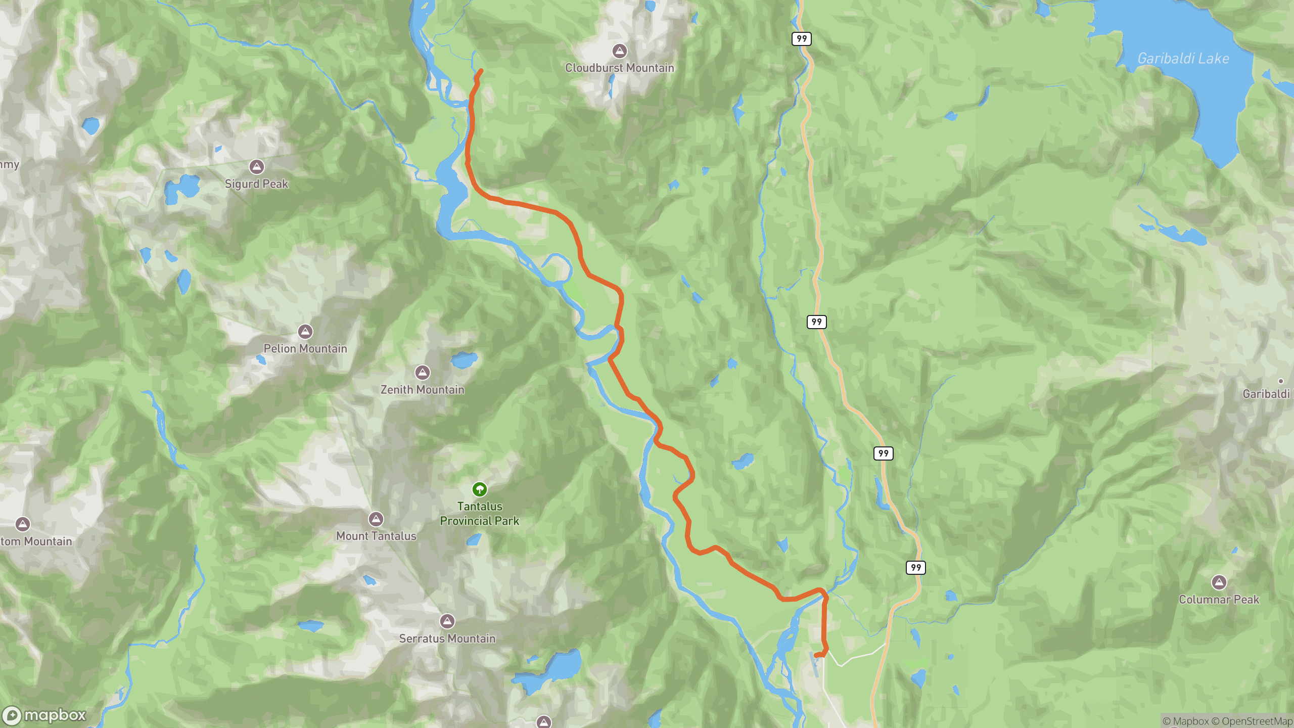 Squamish Valley Road route map